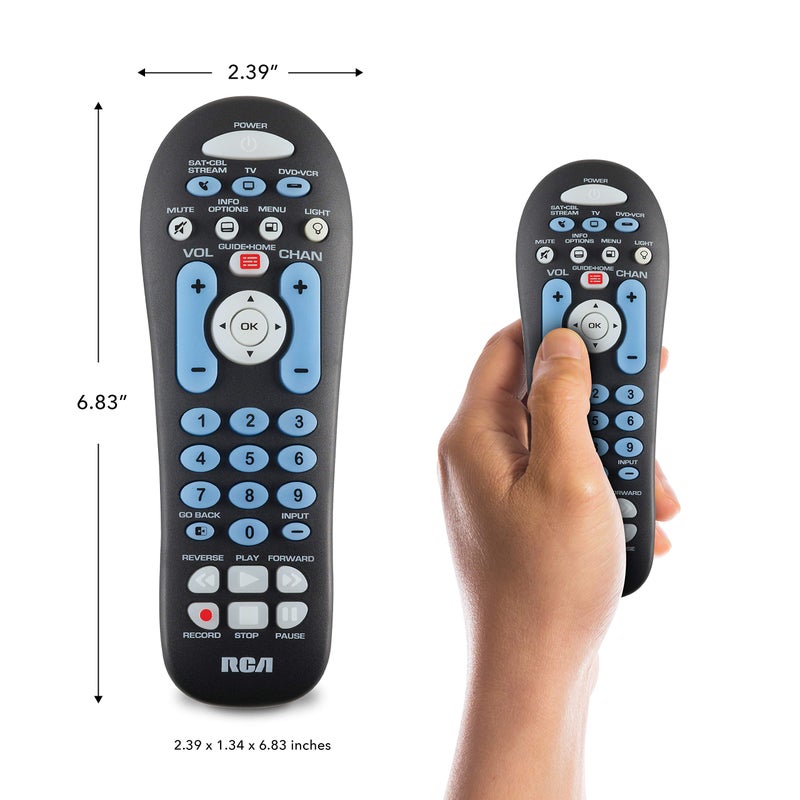 RCA RCR313BE Big Button Three-Device Universal Remote, Black - Image 2
